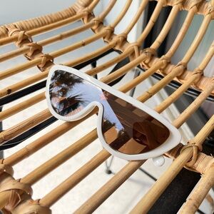 Stylish White Sunglasses with Brown Lenses